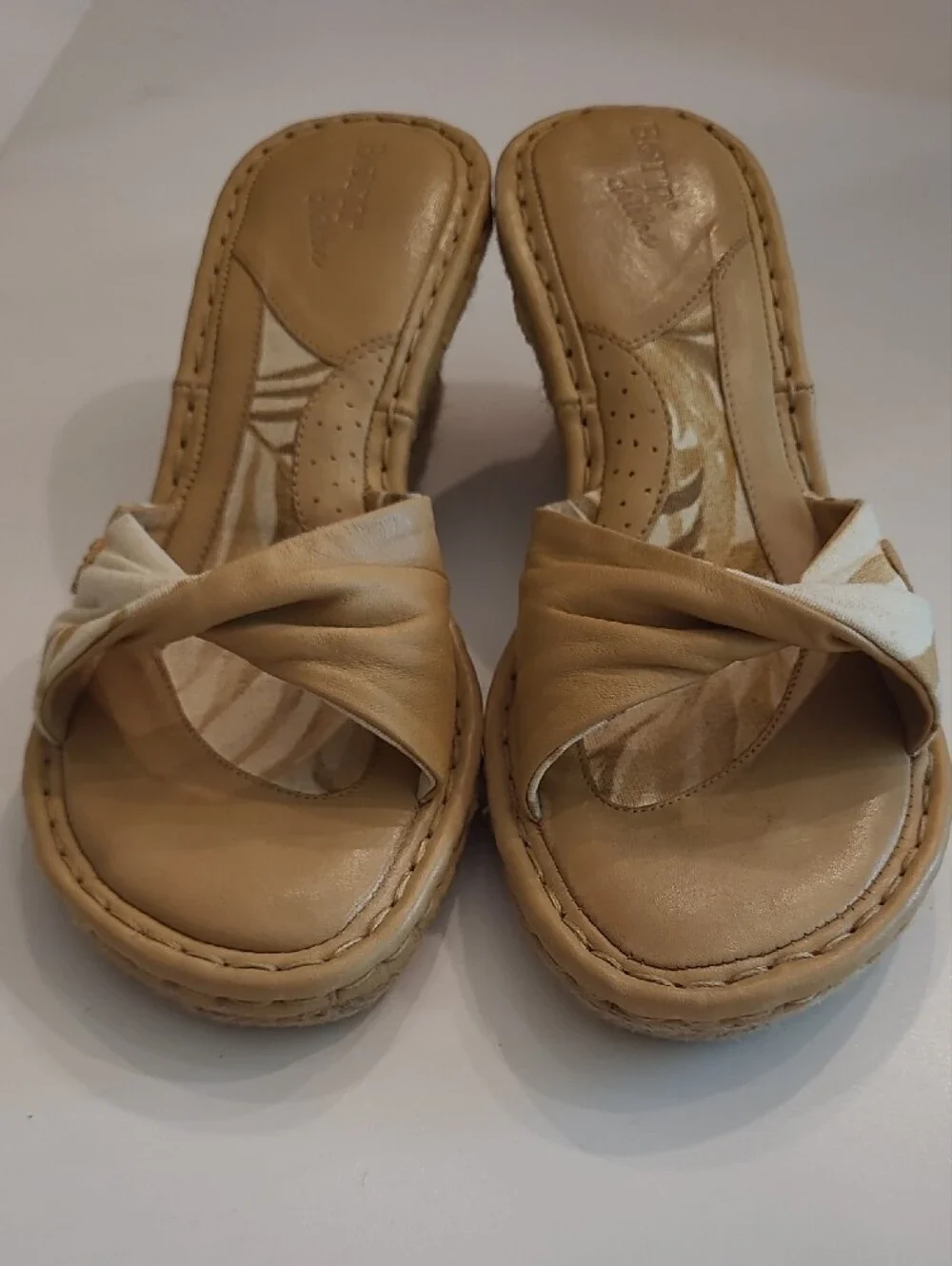 Born Drilles Espadrille Wedge Sandals Pattern Crossover Strap Slip On Open Heel